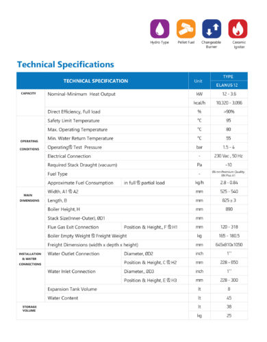 Fire-effect-hydro-pellet-stove-boiler-Elanus-12kW-specification